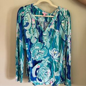 Lilly Pulitzer Lilas Top Aquatic Garden Print